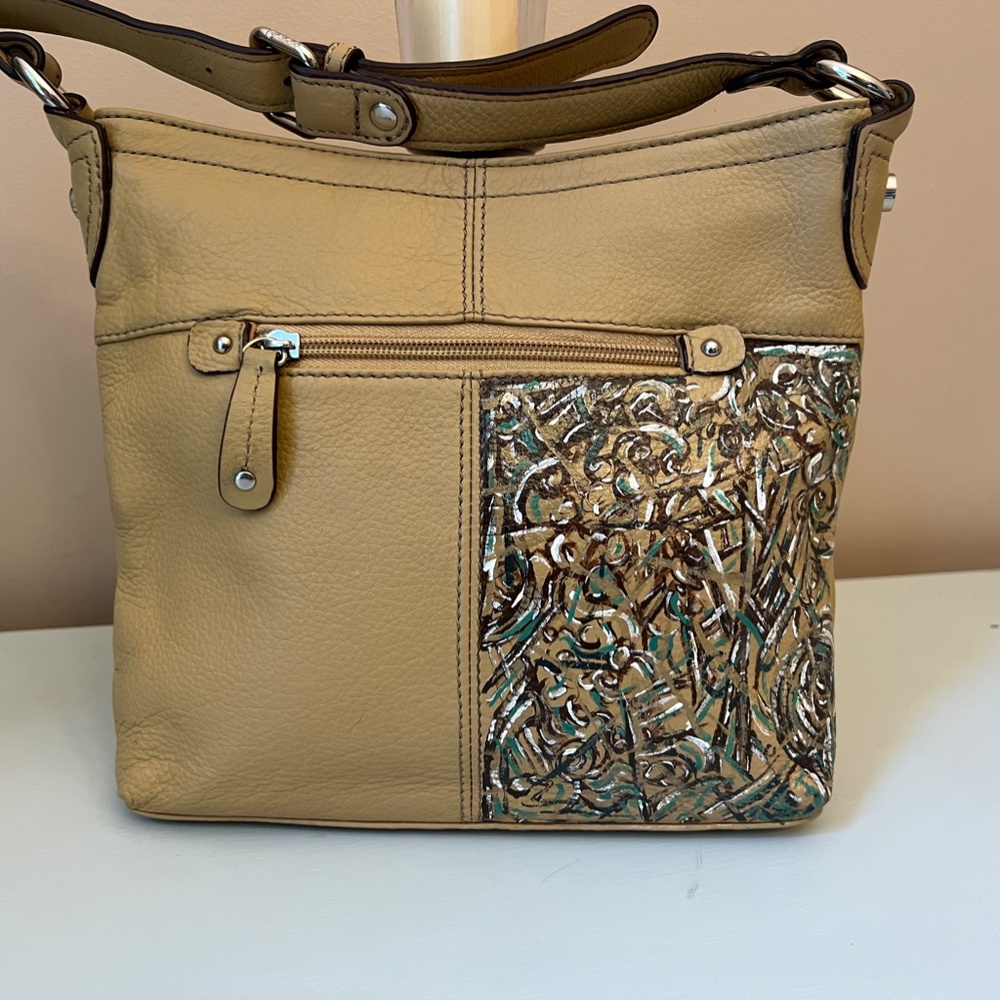 Hand-painted Tignanello Leather Crossbody Handbag - Picture 4 of 7